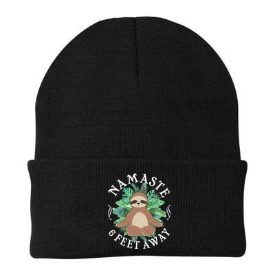 Namaste 6 Feet Away Meditating Sloth Knit Cap Winter Beanie