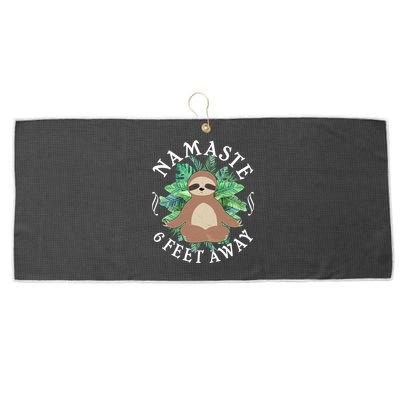 Namaste 6 Feet Away Meditating Sloth Large Microfiber Waffle Golf Towel