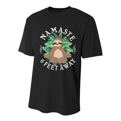 Namaste 6 Feet Away Meditating Sloth Youth Performance Sprint T-Shirt