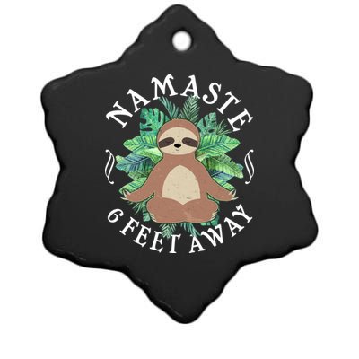 Namaste 6 Feet Away Meditating Sloth Ceramic Star Ornament