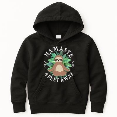 Namaste 6 Feet Away Meditating Sloth Kids Hoodie