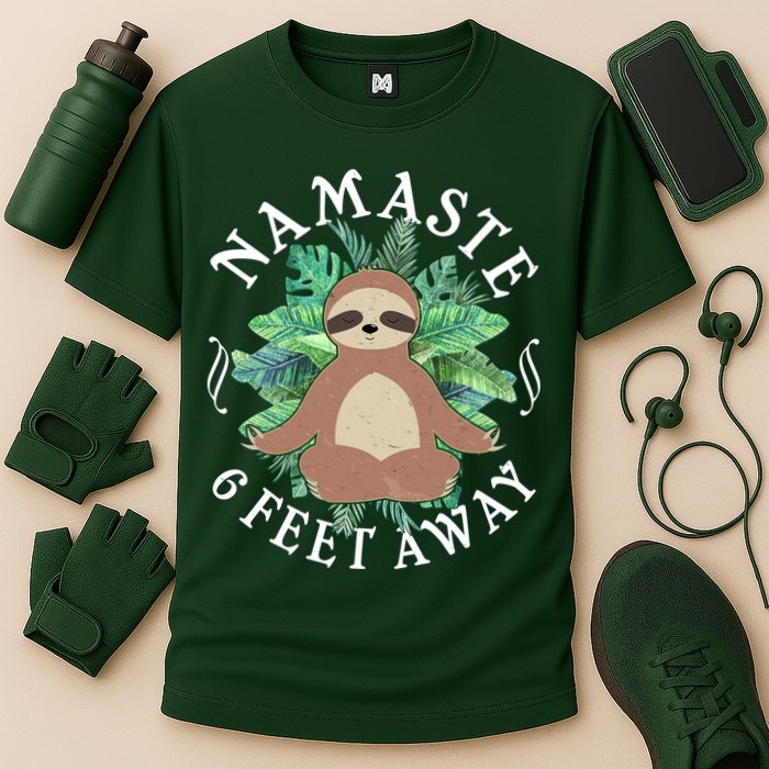 Namaste 6 Feet Away Meditating Sloth Cooling Performance Crew T-Shirt
