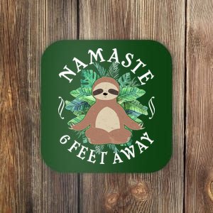 Namaste 6 Feet Away Meditating Sloth Coaster