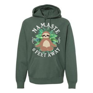 Namaste 6 Feet Away Meditating Sloth Premium Hoodie