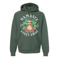 Namaste 6 Feet Away Meditating Sloth Premium Hoodie