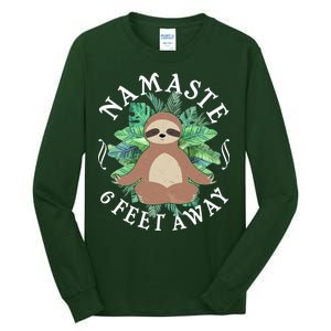 Namaste 6 Feet Away Meditating Sloth Tall Long Sleeve T-Shirt