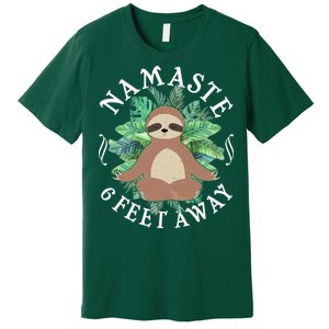 Namaste 6 Feet Away Meditating Sloth Premium T-Shirt