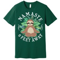 Namaste 6 Feet Away Meditating Sloth Premium T-Shirt