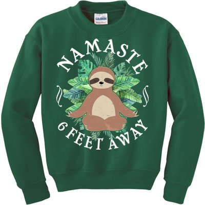 Namaste 6 Feet Away Meditating Sloth Kids Sweatshirt