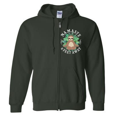 Namaste 6 Feet Away Meditating Sloth Full Zip Hoodie