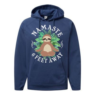 Namaste 6 Feet Away Meditating Sloth Performance Fleece Hoodie