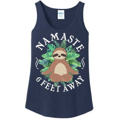 Namaste 6 Feet Away Meditating Sloth Ladies Essential Tank