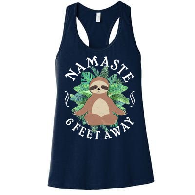 Namaste 6 Feet Away Meditating Sloth Women's Racerback Tank