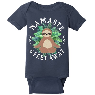 Namaste 6 Feet Away Meditating Sloth Baby Bodysuit