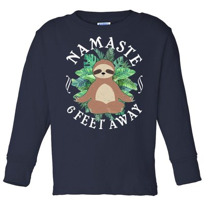 Namaste 6 Feet Away Meditating Sloth Toddler Long Sleeve Shirt