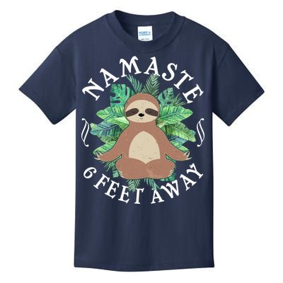 Namaste 6 Feet Away Meditating Sloth Kids T-Shirt