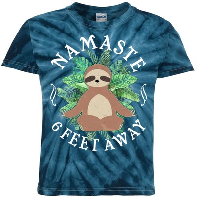 Namaste 6 Feet Away Meditating Sloth Kids Tie-Dye T-Shirt