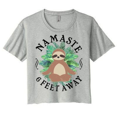 Namaste 6 Feet Away Meditating Sloth Women's Crop Top Tee