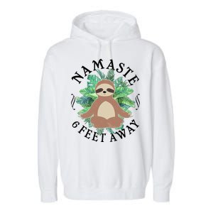 Namaste 6 Feet Away Meditating Sloth Garment-Dyed Fleece Hoodie