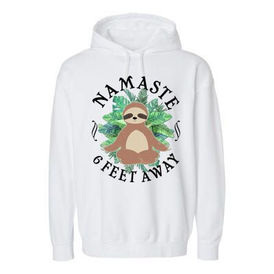 Namaste 6 Feet Away Meditating Sloth Garment-Dyed Fleece Hoodie