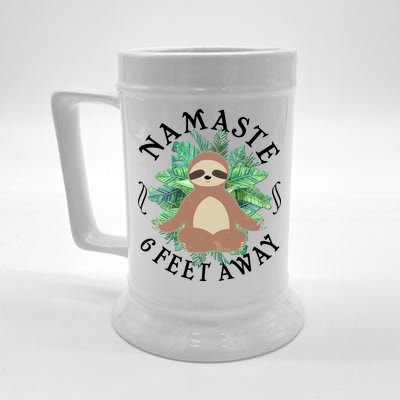 Namaste 6 Feet Away Meditating Sloth Beer Stein