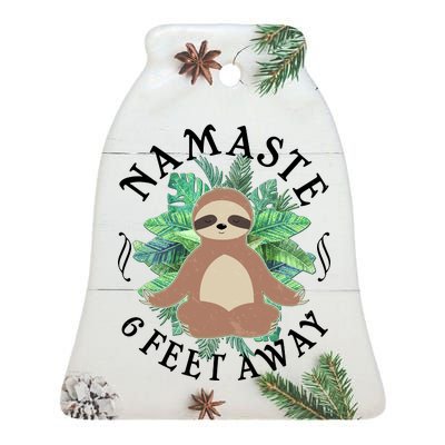 Namaste 6 Feet Away Meditating Sloth Ceramic Bell Ornament