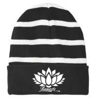 Namaste Lotus Striped Beanie with Solid Band