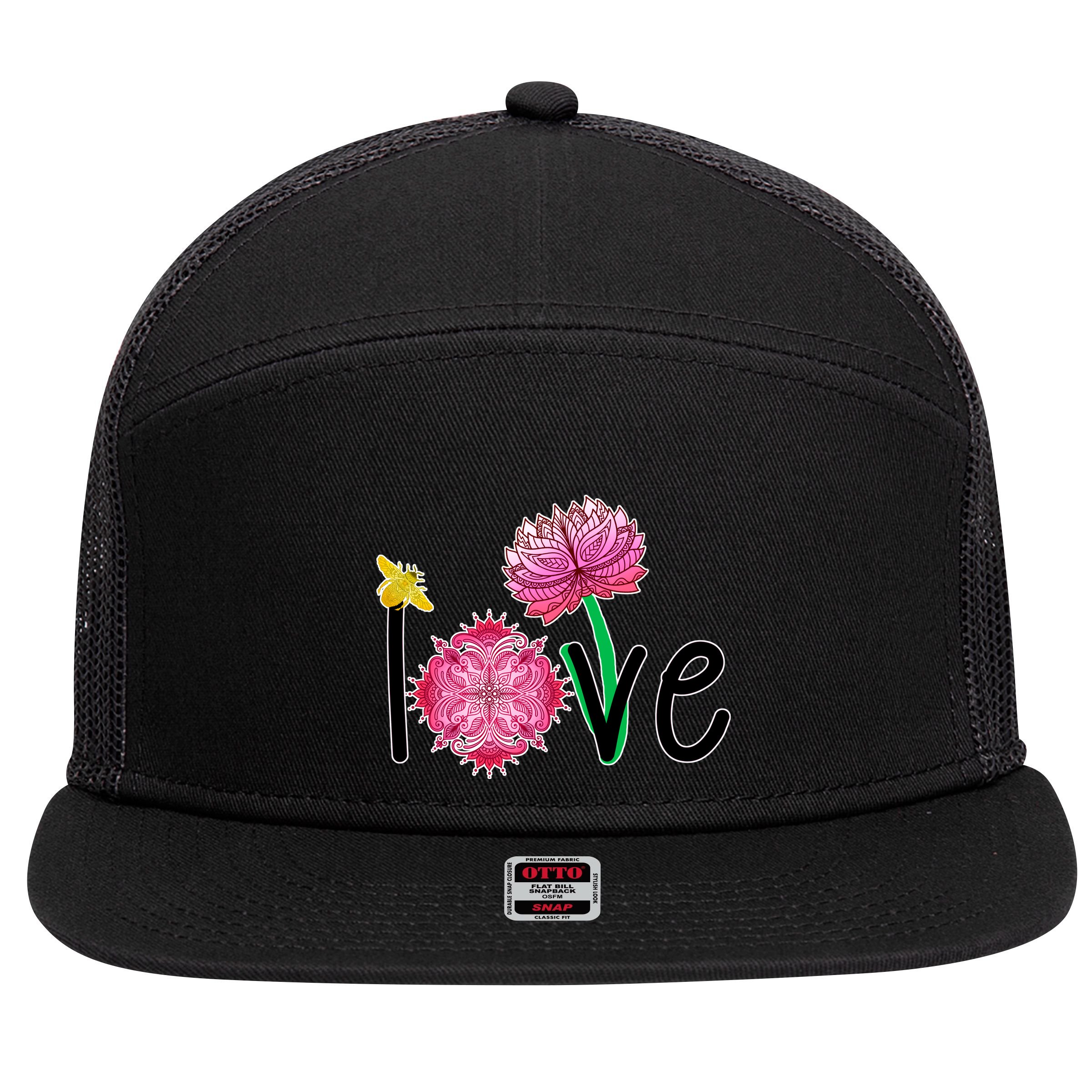 Namaste Love Bee 7 Panel Mesh Trucker Snapback Hat