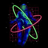 Neon Astronaut Drawstring Bag