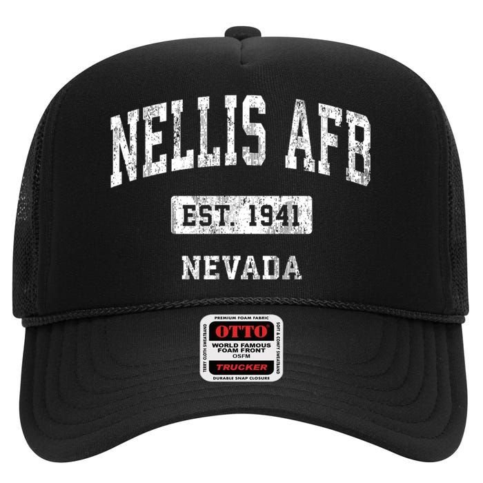 Nellis Afb Nevada Nv Vintage Sports Established High Crown Mesh Back Trucker Hat