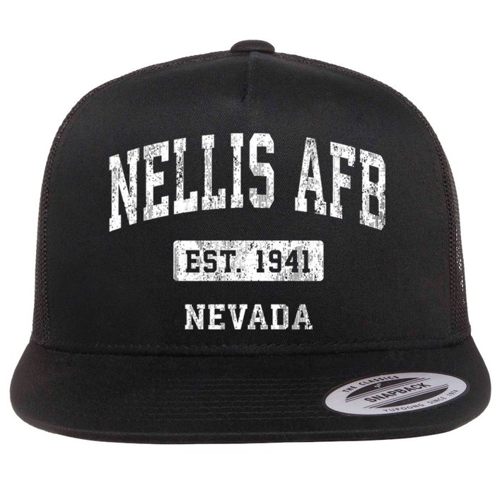 Nellis Afb Nevada Nv Vintage Sports Established Flat Bill Trucker Hat