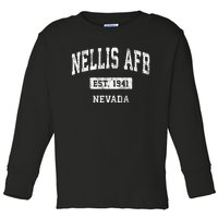 Nellis Afb Nevada Nv Vintage Sports Established Toddler Long Sleeve Shirt