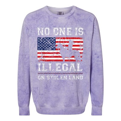 Native American No One Is Illegal On Stolen Land Colorblast Crewneck Sweatshirt