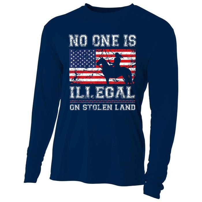 Native American No One Is Illegal On Stolen Land Cooling Performance Long Sleeve Crew