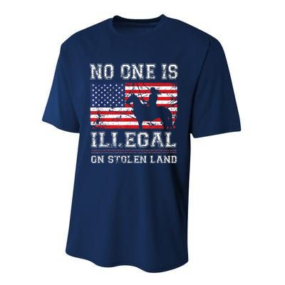 Native American No One Is Illegal On Stolen Land Performance Sprint T-Shirt