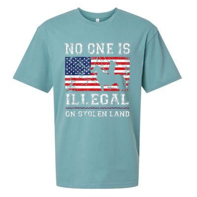 Native American No One Is Illegal On Stolen Land Sueded Cloud Jersey T-Shirt