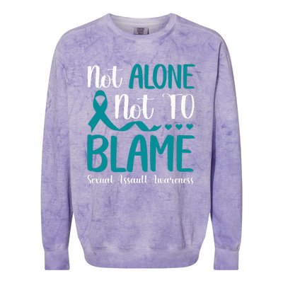 Not Alone Not To Blame Sexual Assault Awareness Teal Ribbon Colorblast Crewneck Sweatshirt