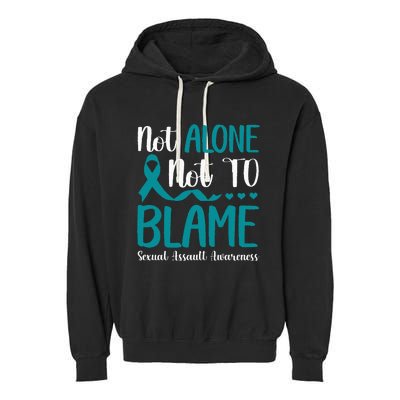 Not Alone Not To Blame Sexual Assault Awareness Teal Ribbon Garment-Dyed Fleece Hoodie