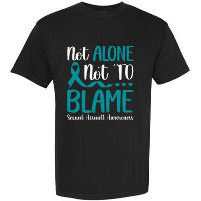 Not Alone Not To Blame Sexual Assault Awareness Teal Ribbon Garment-Dyed Heavyweight T-Shirt