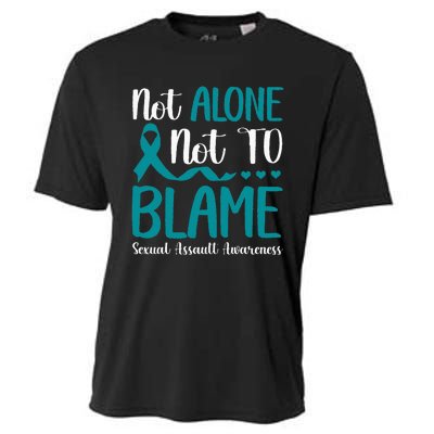 Not Alone Not To Blame Sexual Assault Awareness Teal Ribbon Cooling Performance Crew T-Shirt