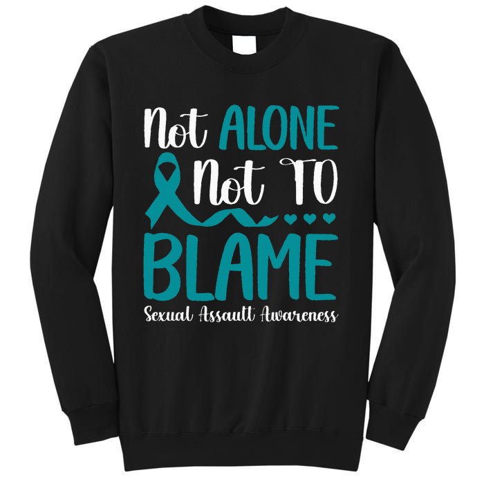 Not Alone Not To Blame Sexual Assault Awareness Teal Ribbon Sweatshirt