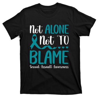 Not Alone Not To Blame Sexual Assault Awareness Teal Ribbon T-Shirt