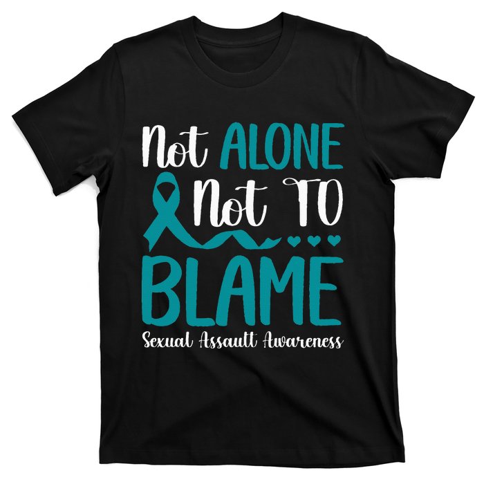 Not Alone Not To Blame Sexual Assault Awareness Teal Ribbon T-Shirt