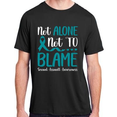 Not Alone Not To Blame Sexual Assault Awareness Teal Ribbon Adult ChromaSoft Performance T-Shirt