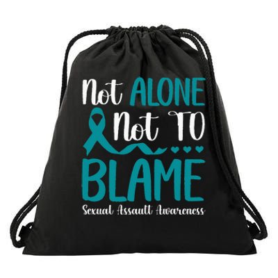 Not Alone Not To Blame Sexual Assault Awareness Teal Ribbon Drawstring Bag