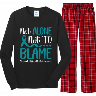 Not Alone Not To Blame Sexual Assault Awareness Teal Ribbon Long Sleeve Pajama Set