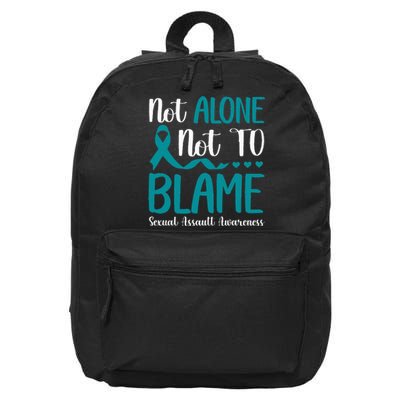 Not Alone Not To Blame Sexual Assault Awareness Teal Ribbon 16 in Basic Backpack