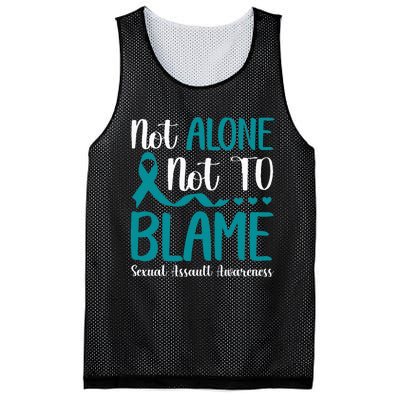 Not Alone Not To Blame Sexual Assault Awareness Teal Ribbon Mesh Reversible Basketball Jersey Tank