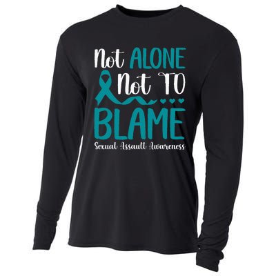 Not Alone Not To Blame Sexual Assault Awareness Teal Ribbon Cooling Performance Long Sleeve Crew