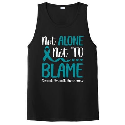 Not Alone Not To Blame Sexual Assault Awareness Teal Ribbon PosiCharge Competitor Tank